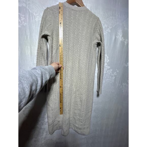 J Jill Cardigan Sweater Small Long Open Cable Knit Beige Oatmeal Duster - Picture 12 of 12
